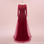 Elegant Burgundy A-line Jewel Maxi Long Party Prom Dresses,Evening Dress,13524