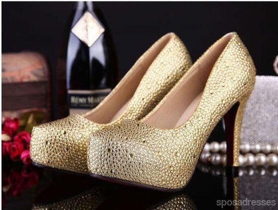 Rhinestone High Heels Platform Shoes Women Pumps Party Wedding Shoes, S034