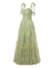 Cute Floral Green A-line Maxi Long Party Prom Dresses,Evening Dress,13520