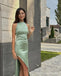Sexy Green Sheath Side Slit Halter Maxi Long Party Prom Dresses,Evening Dress,13434