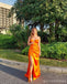 Sexy Orange Mermaid Sweetheart Side Slit Long Party Prom Dresses,Evening Dress,13370