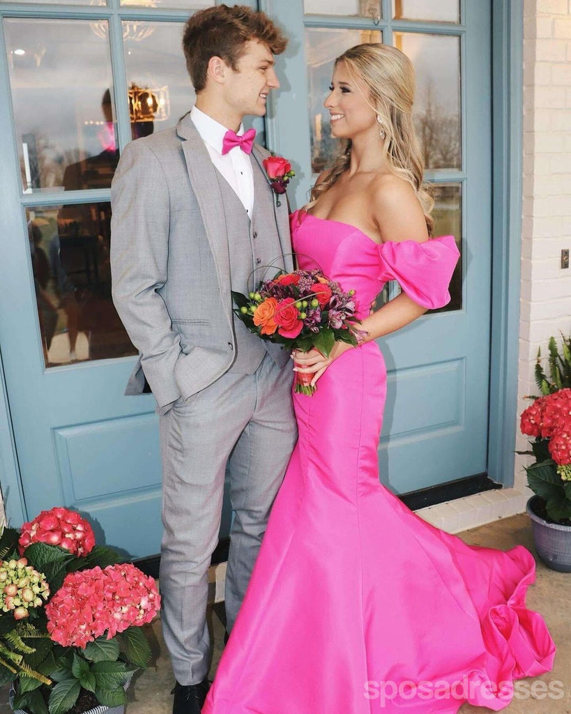 Sexy Hot Pink Mermaid Off Shoulder Maxi Long Party Prom Dresses,Evening Gowns,13576