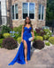 Sexy Blue Mermaid Side Slit Long Party Prom Dresses Ideas,Evening Gowns,13660