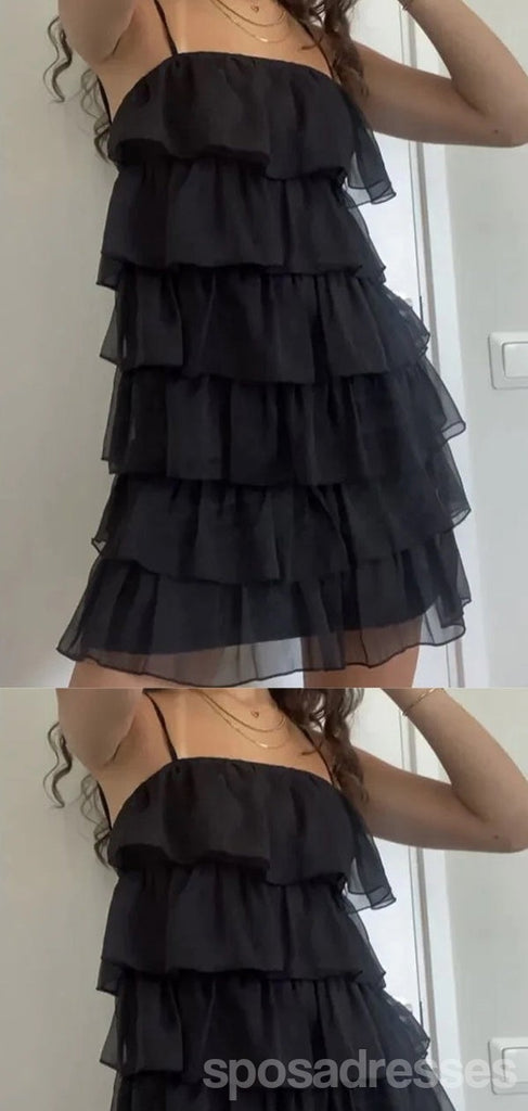 Sexy Black A-line Spaghetti Straps Mini Short Prom Homecoming Dresses Online,CM978