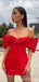 Sexy Red Sheath Off Shoulder Mini Short Prom Homecoming Dresses,CM988