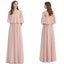 Light Blush Pink Chiffon baratos longos dama de honra vestidos on-line, WG293