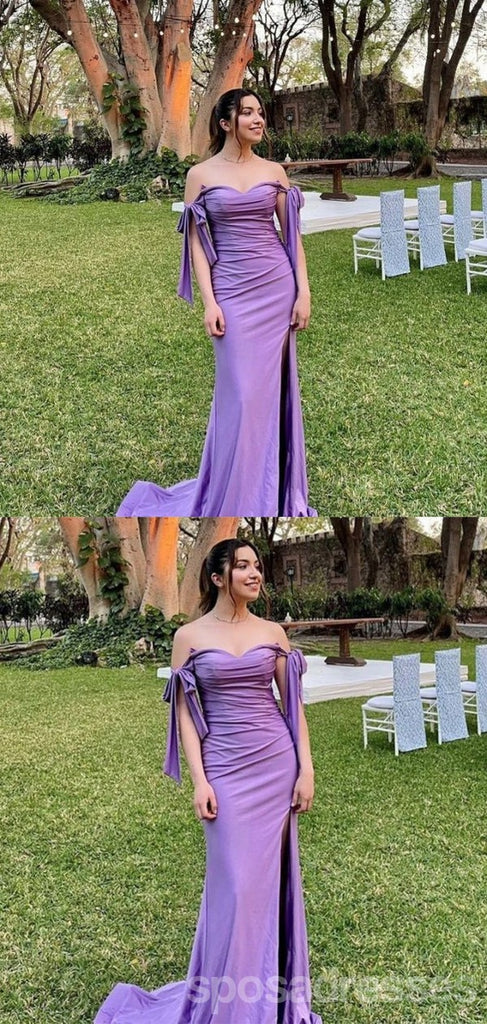 Sexy Purple Mermaid Off Shoulder Maxi Long Bridesmaid Dresses For Wedding Party,WG1828