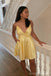 Sexy Yellow A-line Spaghetti Straps Mini Short Prom Homecoming Dresses,Party Dress,CM1011