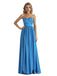 Simple Blue Jersey High Quality Floor-Length Cheap Bridesmaid Dresses, WG80