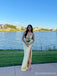 Sexy Yellow Mermaid Spaghetti Straps V-neck Maxi Long Party Prom Dresses,Evening Dress,13494