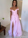 Simple Pink A-line Off Shoulder Maxi Long Party Prom Dresses,Evening Gowns,13559