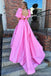 Pretty Pink A-line Short Sleeves Maxi Long Party Prom Dresses,Evening Gowns,13587