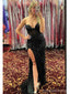 Sexy Black Mermaid Side Slit Strapless Long Party Prom Dresses,Evening Dress,13372