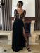 Long Sleeve Black Mermaid Abend Prom Dresses, Sexy Deep V Neckline Slit Party Prom Kleid, Custom Long Prom Dresses, Billig Formal Prom Dresses, 17076