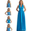 Simple Blue Jersey High Quality Floor-Length Cheap Bridesmaid Dresses, WG80