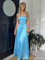 Sexy Blue A-line Strapless Maxi Long Party Prom Dresses,Evening Dress,13499