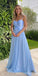 Sexy Backless Blue Chiffon Cheap Long Evening Prom Dresses, Evening Party Prom Dresses, 18635