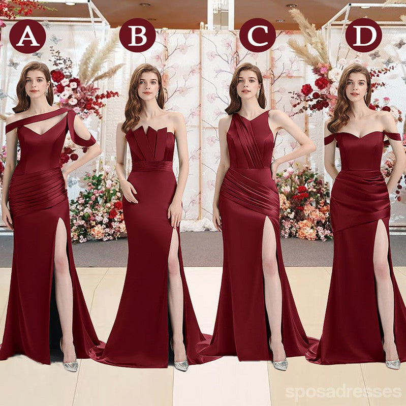 Mismatched Burgundy Mermaid Cheap Bridesmaid Dresses Online, WG813