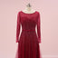 Elegant Burgundy A-line Jewel Maxi Long Party Prom Dresses,Evening Dress,13524