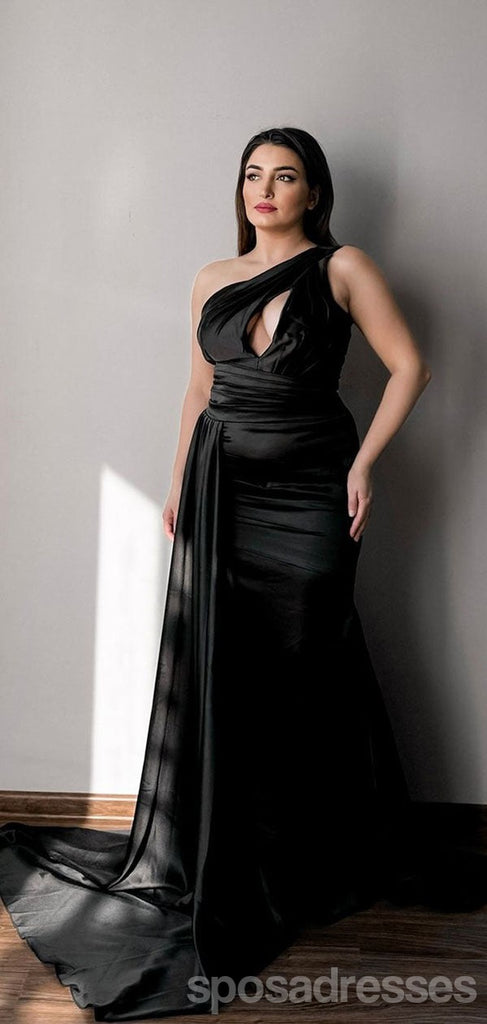 Sexy Black Mermaid One Shoulder Maxi Long Party Prom Dresses,Evening Dress,13465