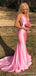 Sexy Pink Mermaid V-neck Maxi Long Party Prom Dresses,Evening Gowns,13572