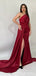 Sexy Burgundy  Mermaid One Shoulder Maxi Long Bridesmaid Dresses For Wedding,WG1771
