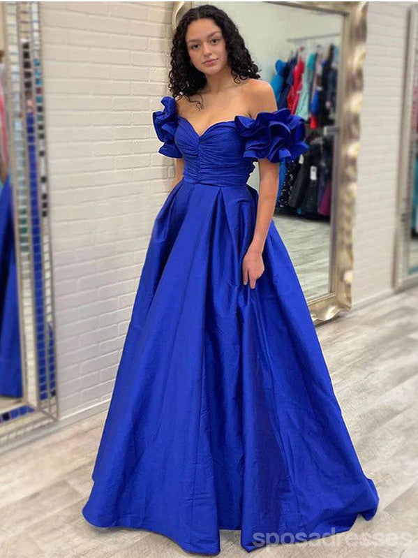 Gorgeous Blue A-line Off Shoulder Sweetheart Maxi Long Party Prom Dresses,Evening Dress,13510