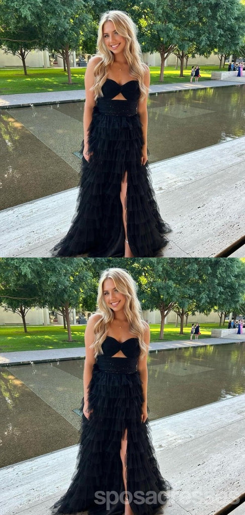 Sexy Black A-line Sweetheart Long Party Prom Dresses Ideas,Evening Gowns,13666