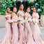 Mismatched Pink Mermaid Off Shoulder Maxi Long Bridesmaid Dresses For Wedding Party,WG1858