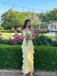 Sexy Yellow Mermaid V-neck Maxi Long Party Prom Dresses,Evening Gowns,13590