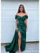 Sexy Green Mermaid Off Shoulder Side Slit Long Party Prom Dresses,Evening Dress,13352