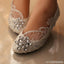 Handmade Middle Heels Pointed Toe Lace Crystal Wedding Bridal Shoes, S007