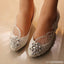 Handmade Middle Heels Pointed Toe Lace Crystal Wedding Bridal Shoes, S007