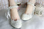 Lace Pearls Pointed Toes Women Wedding Shoes With Ribbons Lace Up, S018