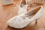 Lace Pearls Pointed Toes Women Wedding Shoes With Ribbons Lace Up, S018