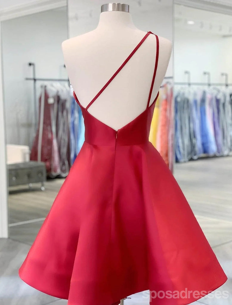 Red A-line Floral One Shoulder Short Homecoming Dresses,Short Prom Dresses,CM959