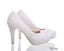 Pearls Lace Pointed Toe White High Heels Wedding Bridal Shoes, S016