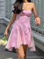 Cute Pink A-line Spaghetti Straps Mini Short Prom Homecoming Dresses Online,CM977