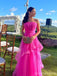 Elegant Hot Pink A-line Strapless Maxi Long Party Prom Dresses,Evening Dress,13422