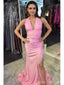 Sexy Pink Mermaid V-neck Halter Maxi Long Party Prom Dresses,Evening Dress,13500