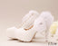 Pointed Toe Lace Pearls Wedding Shoes With Handmade Flowers, S033