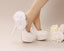 Pointed Toe Lace Pearls Wedding Shoes With Handmade Flowers, S033