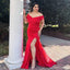 Sexy Mermaid Red Off Shoulder Side Slit Maxi Long Bridesmaid Dresses,Party Dress, WG1891