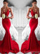 Sexy Red Mermaid Lace Evening Prom Kleider, Beliebte helle rote Party Prom Kleider, Custom Long Prom Kleider, Günstige formale Prom Kleider, 17197