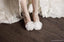 See through Ivory Lace Women's High Heels Fish Toe Wedding Shoes, S009