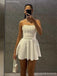 Simple A-line Strapless Mini Short Prom Homecoming Dresses,Party Dress,CM1034