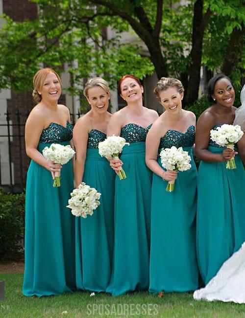Green Custom Sweetheart Chiffon Long Cheap Bridesmaid Dresses Online, WG340