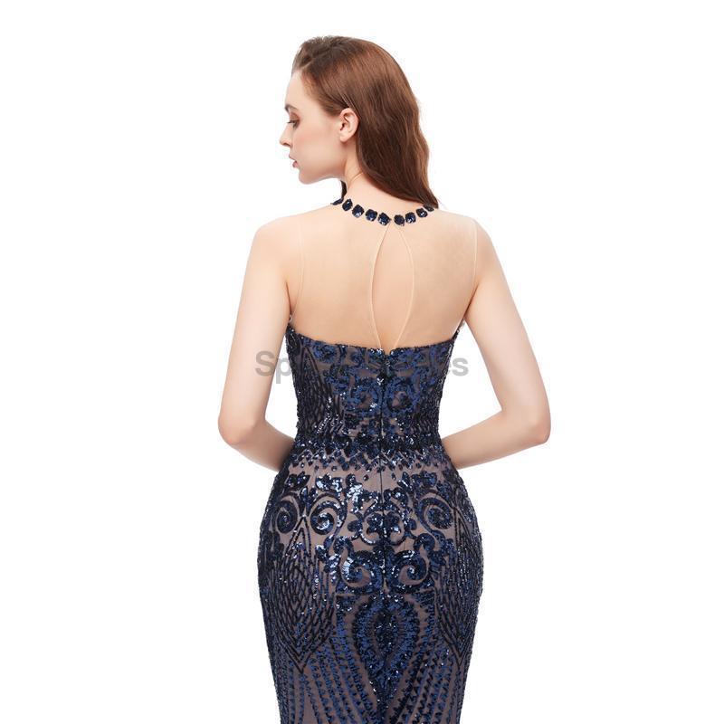 Jewel Neck Sparkly Sequin Abendkleider, Abendpartykleider, 12104