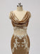 V Neck ver através de lantejoulas de ouro sereia baratos dama de honra vestidos on-line, WG599