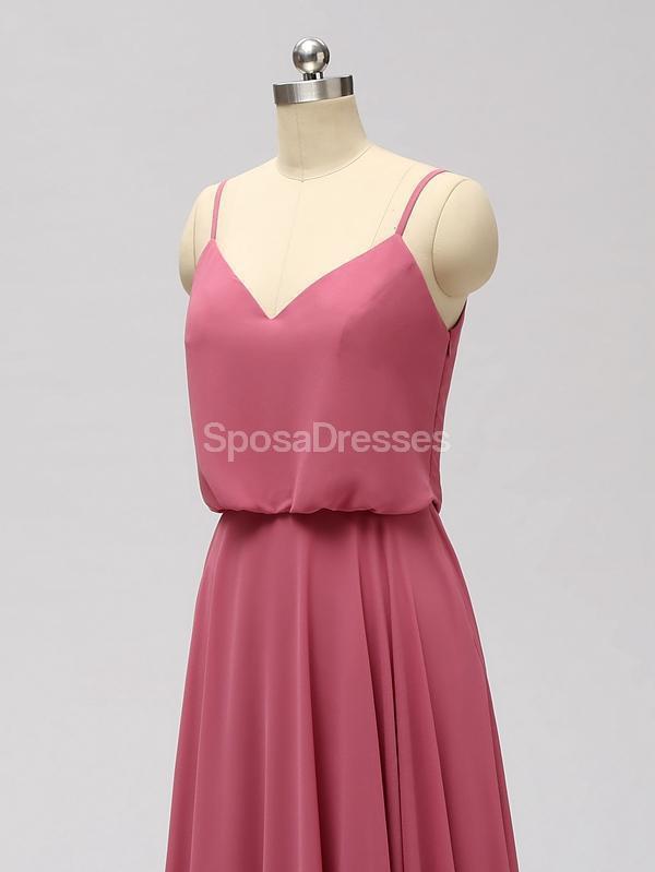 Spaghetti Straps Dusty Pink Chiffon Long Robes de demoiselle d'honneur pas cher en ligne, WG600